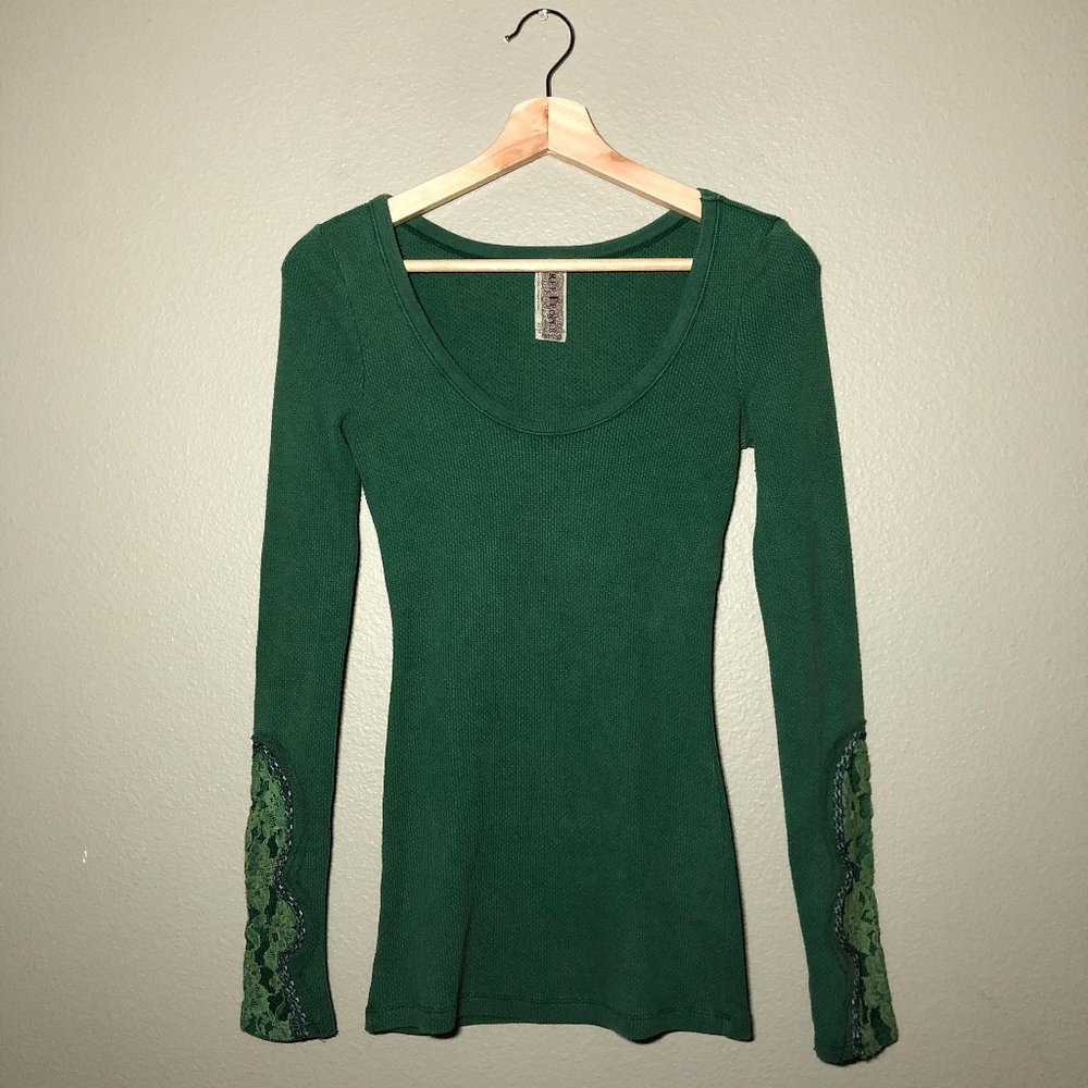 Free People Lace Cuff Thermal Top